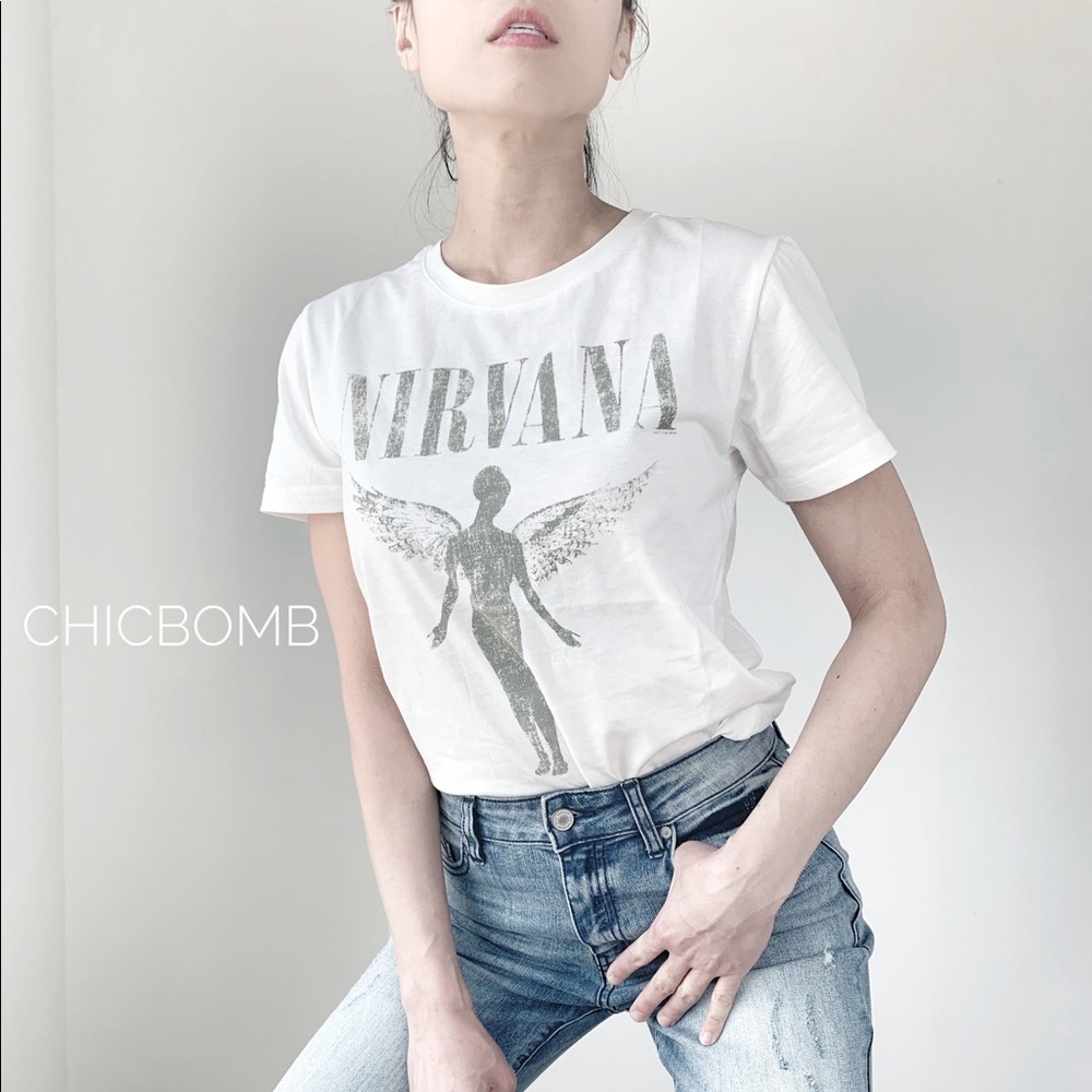 1 DAY SALE ! VINTAGE WHITE NIRVANA Tee - Picture 4 of 9